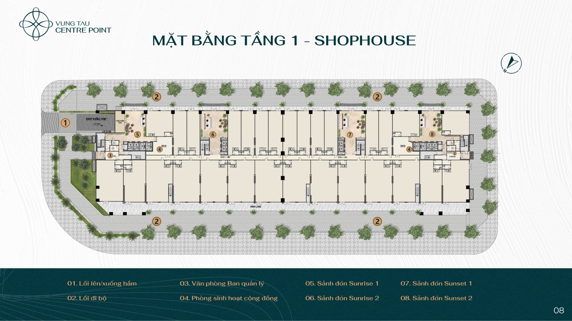 Mặt bằng tầng 1 shophouse