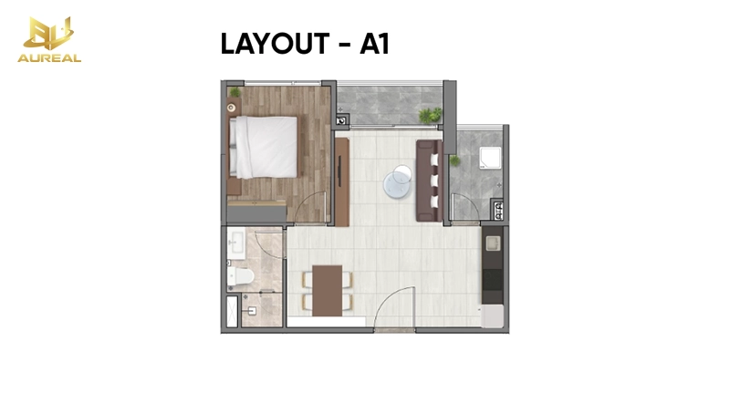 Layout căn 1PN Setia Edenia