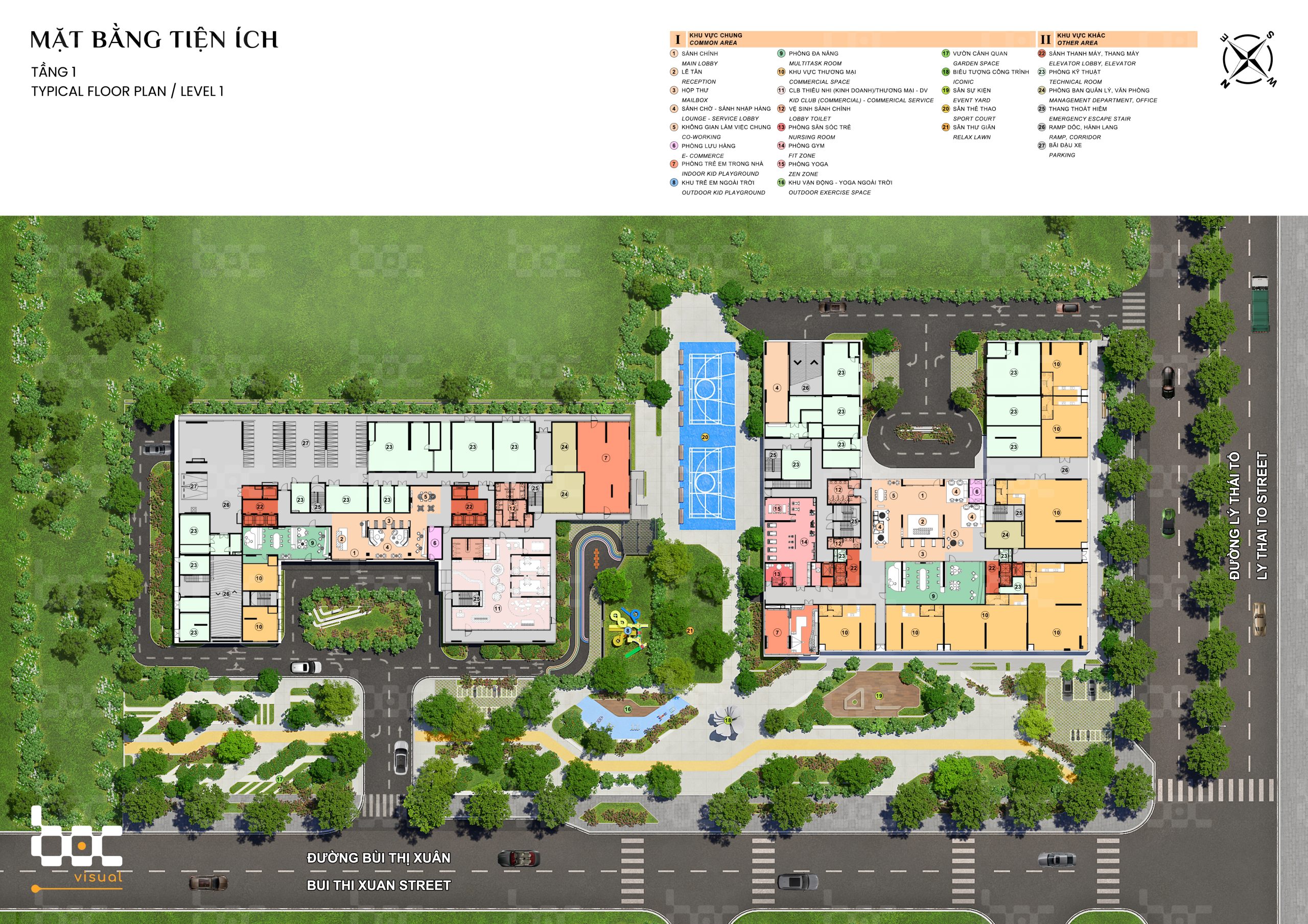 Mat bang tien ich tang toa West du an The Nest