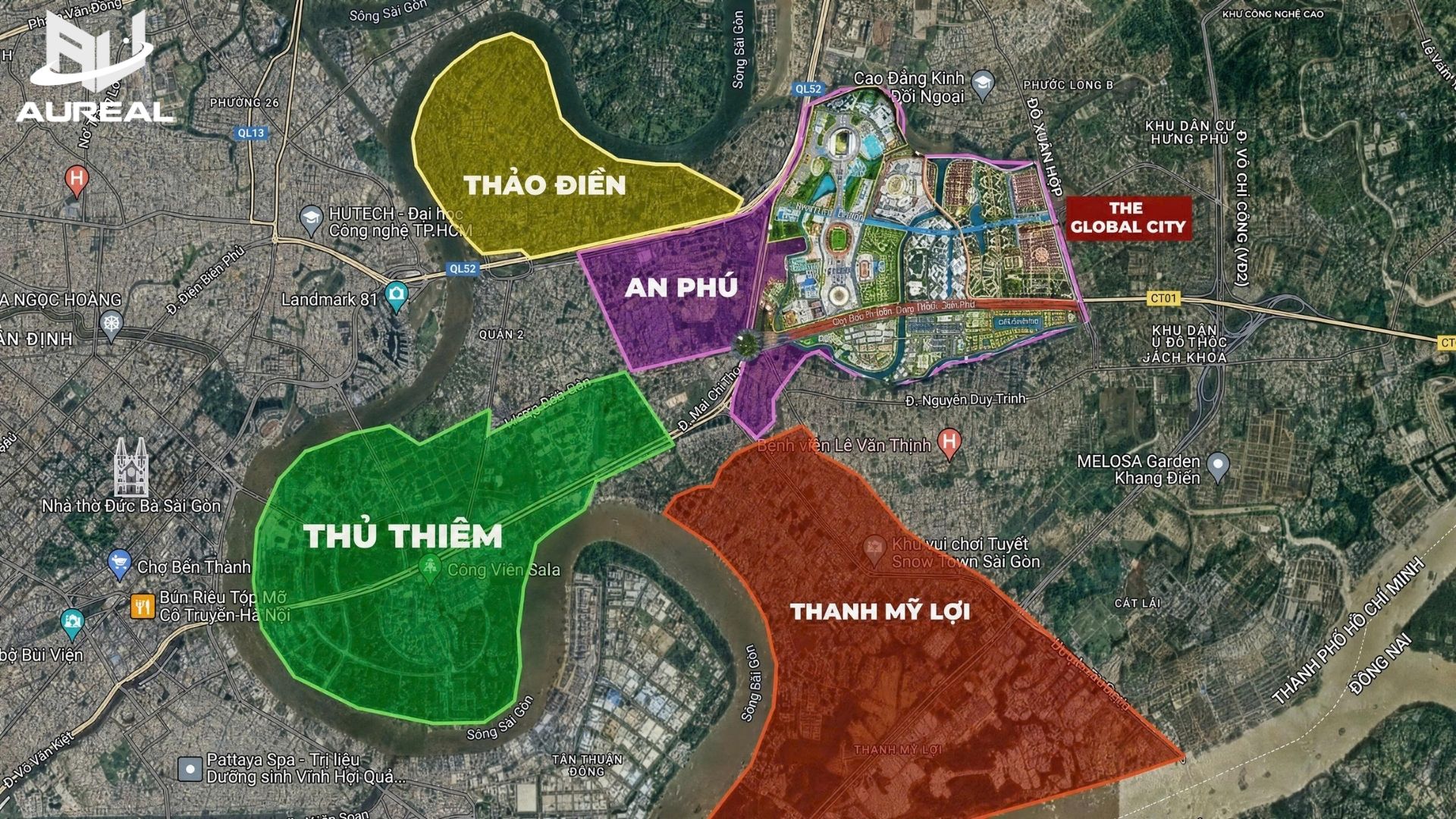 Bản đồ phân khu đô thị Thủ Thiêm An Phú Thảo Điền và Palm River - AUREAL