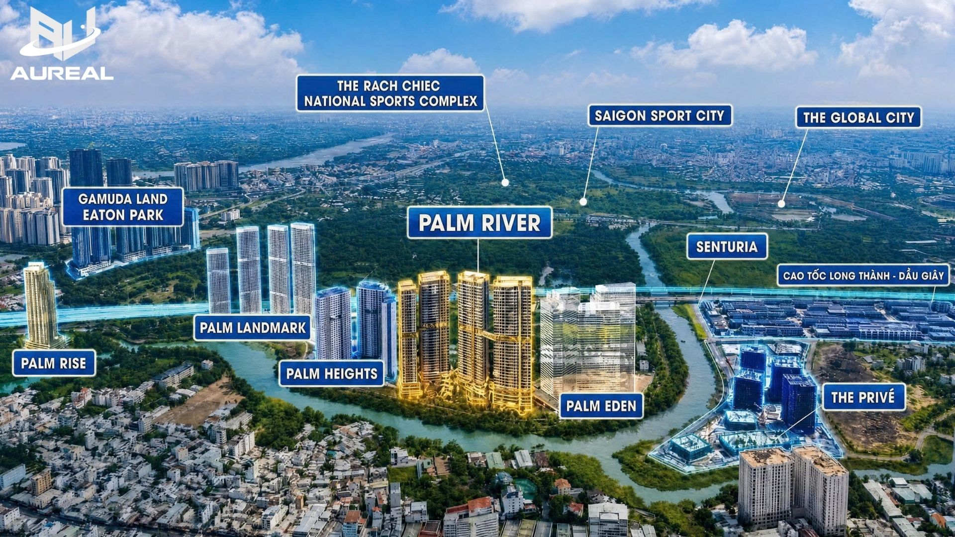 Bản đồ vị trí các dự án lân cận Palm River Eaton Park The Prive Global City - AUREAL