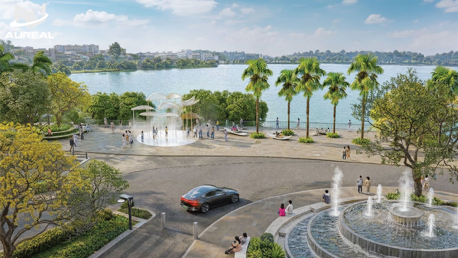  Công viên ven sông 2.7km và quảng trường đài phun nước Palm River - AUREAL