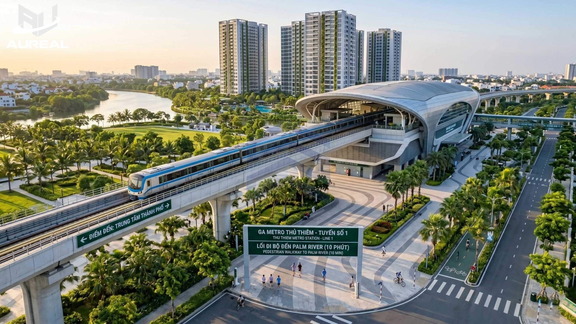 Ga Metro Thủ Thiêm Tuyến số 1 kết nối đến dự án Palm River - AUREAL