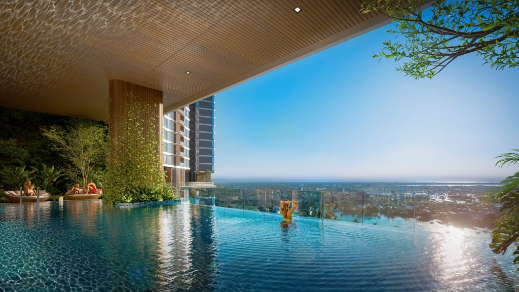 Hồ bơi vô cực trên cao Sky Infinity Pool view toàn cảnh Palm River - AUREAL
