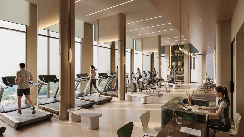 Phòng tập Gym và Fitness hiện đại view toàn cảnh dự án Palm River - AUREAL