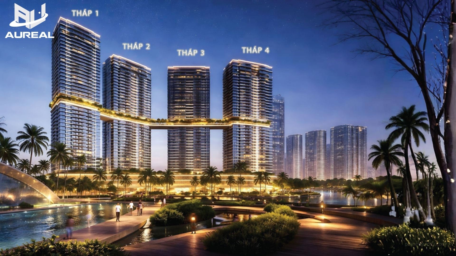 Sơ đồ bố trí 4 tòa tháp căn hộ cao cấp Palm River Quận 2 - AUREAL